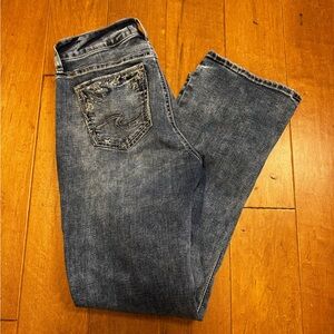 Women’s Silver Suki Bootcut Jeans with Embroidered Pocket | Size 30x31 | EUC